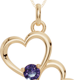 Personalised 2 Birthstones Double Heart Pendant