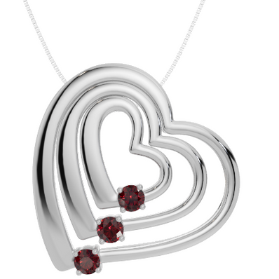 Personalised 3 Birthstones Multi Layered Heart Pendant