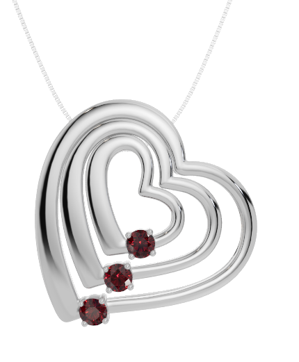 Personalised 3 Birthstones Multi Layered Heart Pendant