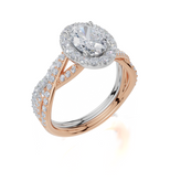 9ct Rose Gold Oval Cut 1.54 Carat tw of Lab-Grown Diamonds Ring and 9ct White Gold 0.29 Carat tw of Lab-Grown  Diamonds Band