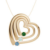 Personalised 3 Birthstones Multi Layered Heart Pendant