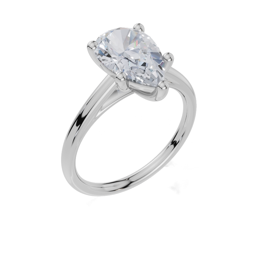 9ct White Gold Pear Cut 2.00 Carat of Lab-Grown Diamond Ring