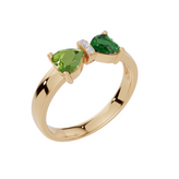 Personalised 2 Heart Birthstones Cubic Zirconia Ring