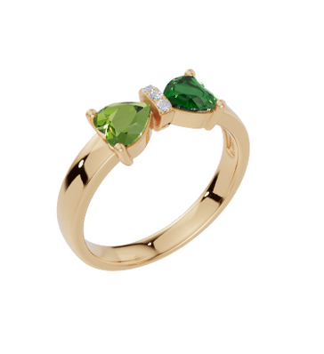 Personalised 2 Heart Birthstones Cubic Zirconia Ring