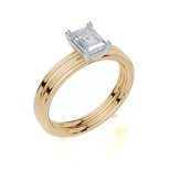 9ct Yellow Gold Emerald Cut 0.75 Carat of Lab-Grown  Diamond Ring and 9ct Yellow Gold Lab-Grown Band