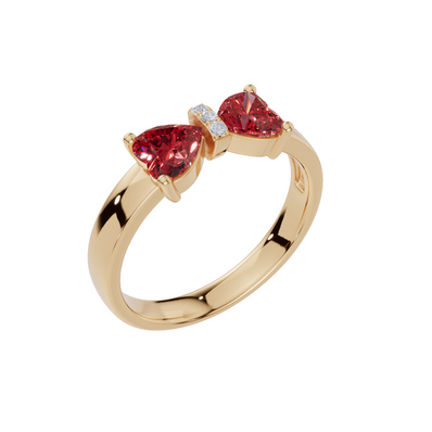 Personalised 2 Heart Birthstones Cubic Zirconia Ring
