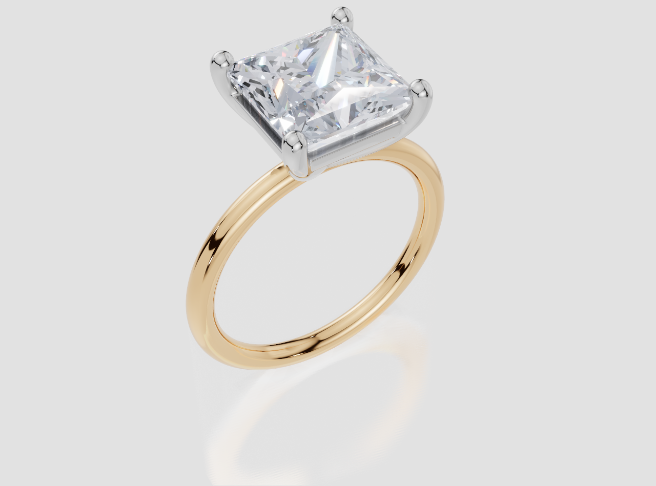 18ct Yellow Gold Princess Cut 4.00 Carat of Lab-Grown Diamond Ring