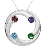 Personalised 4 Birthstones Circle Pendant