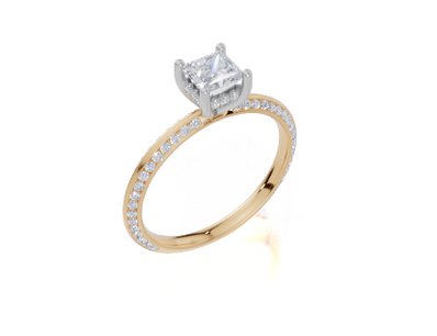9ct Yellow Gold Princess Cut 0.89 Carat tw of  Diamonds Ring