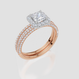 9ct Rose Gold Princess Cut 0.99 Carat tw of Lab-Grown Diamonds Ring and 9ct Rose Gold 0.35 Carat tw of Lab-Grown  Diamonds Band