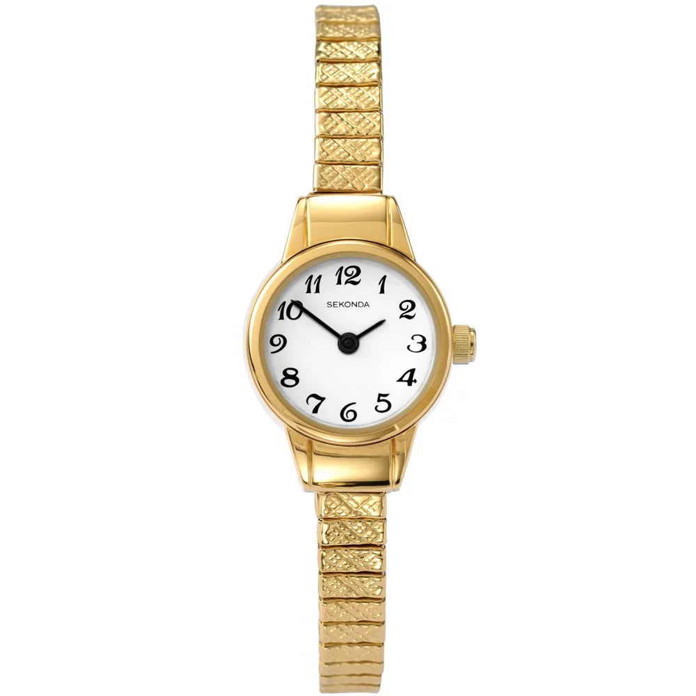 Sekonda Ladies Analogue Watch with White Dial and Gold Tone Bracelet 20mm SK4474