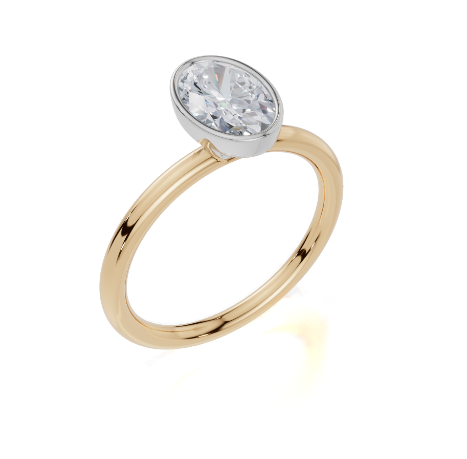 9ct Yellow Gold Oval Cut 1.00 Carat of Lab-Grown Diamond Ring