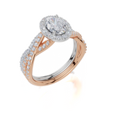 9ct Rose Gold Oval Cut 1.21 Carat tw of Lab-Grown Diamonds Ring and 9ct White Gold 0.28 Carat tw of Lab-Grown  Diamonds Band
