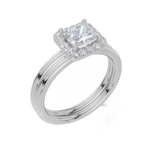 9ct White Gold Princess Cut 0.91 Carat tw of Lab-Grown  Diamonds Ring and 9ct White Gold Lab-Grown Band