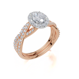 9ct Rose Gold Oval Cut 0.98 Carat tw of Lab-Grown Diamonds Ring and 9ct Rose Gold 0.28 Carat tw of Lab-Grown  Diamonds Band