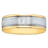 9ct Yellow and White Gold Pattern Mens Ring