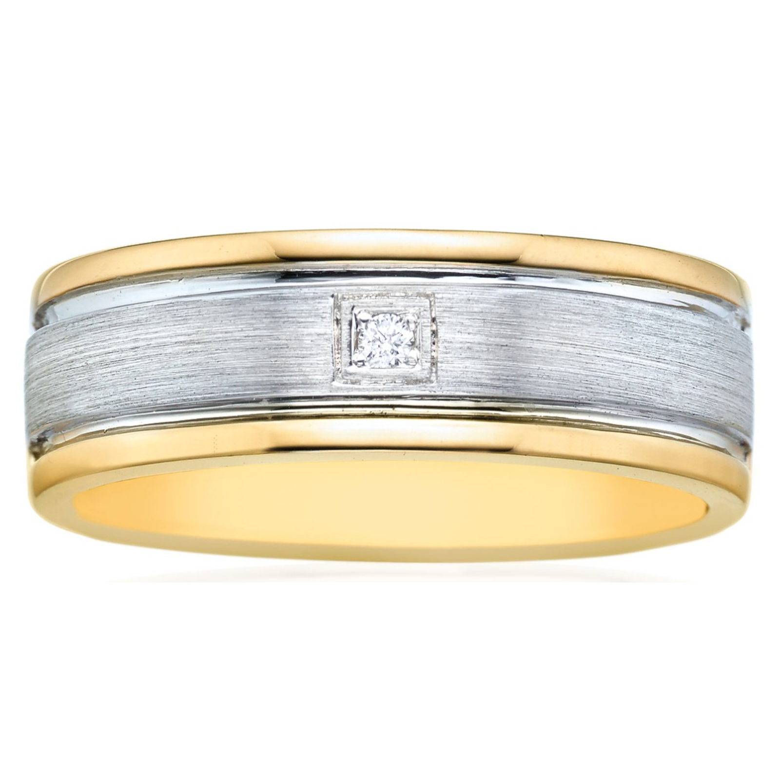 9ct Yellow and White Gold Pattern Mens Ring