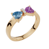 Personalised 2 Heart Birthstones Cubic Zirconia Ring