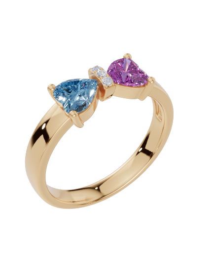 Personalised 2 Heart Birthstones Cubic Zirconia Ring