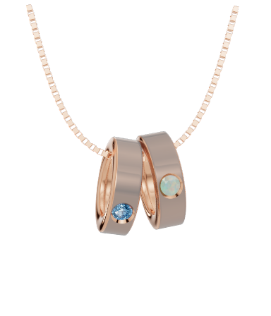 Personalised 2 Birthstones Ring Pendant Set