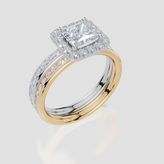 9ct Yellow Gold Princess Cut 1.56 Carat tw of Lab-Grown Diamonds Ring and 9ct White Gold 0.35 Carat tw of Lab-Grown  Diamonds Band