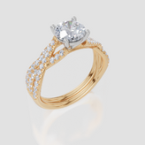 9ct Yellow Gold Round Cut 1.30 Carat tw of  Diamonds Ring and 9ct Yellow Gold 0.28 Carat tw of   Diamonds Band