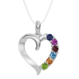 Personalised 6 Birthstone Heart Pendant