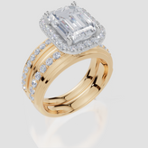 18ct Yellow Gold Emerald Cut 3.69 Carat tw of  Diamonds Ring and 18ct Yellow Gold 0.32 Carat tw of   Diamonds Band