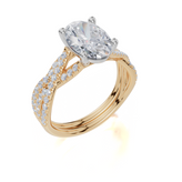 18ct Yellow Gold Oval Cut 2.30 Carat tw of Lab-Grown Diamonds Ring and 18ct Yellow Gold 0.28 Carat tw of Lab-Grown  Diamonds Band