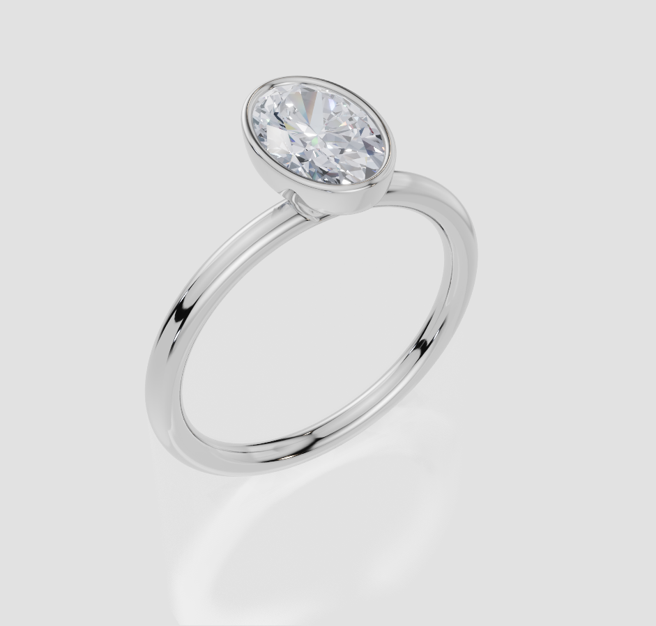 18ct White Gold Oval Cut 1.00 Carat of Lab-Grown Diamond Ring