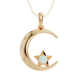 Personalised Birthstone Moon & Star Pendant