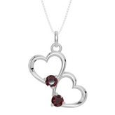 Personalised 2 Birthstones Double Heart Pendant