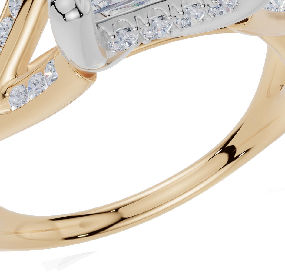 9ct Yellow Gold Princess Cut 2.32 Carat tw of  Diamonds Ring