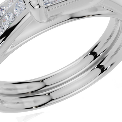 9ct White Gold Princess Cut 1.32 Carat tw of Lab-Grown Diamonds Ring and 9ct White Gold 0.34 Carat tw of Lab-Grown  Diamonds Band