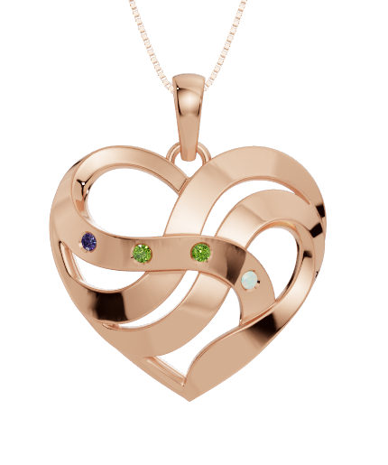 Personalised 4 Birthstones Heart Pendant