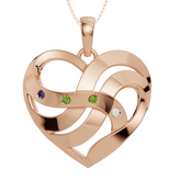 Personalised 4 Birthstones Heart Pendant