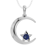 Personalised Birthstone Moon & Star Pendant