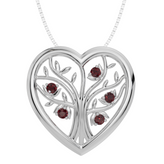 Personalised 5 Birthstones Heart Tree Pendant