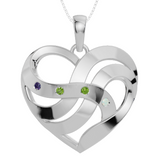 Personalised 4 Birthstones Heart Pendant