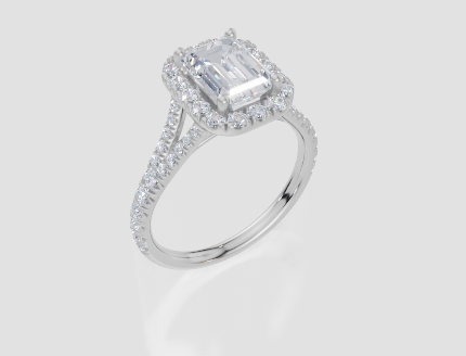 9ct White Gold Emerald Cut 2.13 Carat tw of  Diamonds Ring