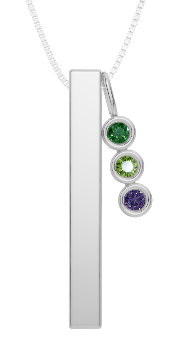 Personalised 3 Birthstones Bar Pendant Set