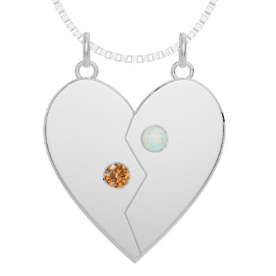 Personalised 2 Birthstones Break Pendant