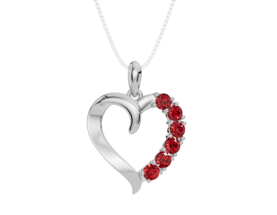 Personalised 6 Birthstone Heart Pendant