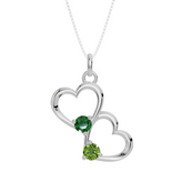 Personalised 2 Birthstones Double Heart Pendant