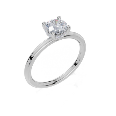9ct White Gold Round Cut 0.80 Carat tw of  Diamonds Ring
