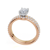 9ct Yellow Gold Oval Cut 1.13 Carat tw of  Diamonds Ring and 9ct Rose Gold 0.38 Carat tw of   Diamonds Band
