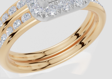 9ct Yellow Gold Princess Cut 1.00 Carat tw of  Diamonds Ring and 9ct Yellow Gold 0.35 Carat tw of   Diamonds Band