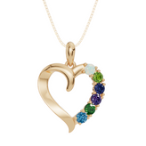 Personalised 6 Birthstone Heart Pendant