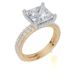9ct Yellow Gold Princess Cut 3.42 Carat tw of  Diamonds Ring and 9ct Yellow Gold 0.38 Carat tw of   Diamonds Band