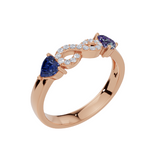 Personalised 2 Heart Birthstones Cubic Zirconia Infinity Ring